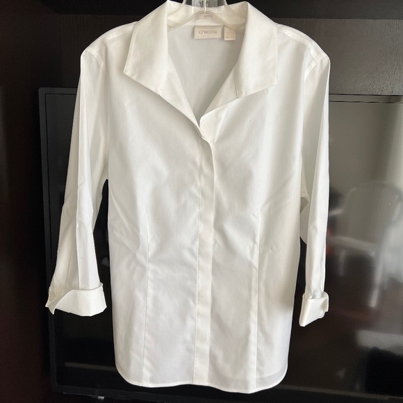 Chico's size 10-12 white cotton blouse (their size 2) - Picture 1 of 8